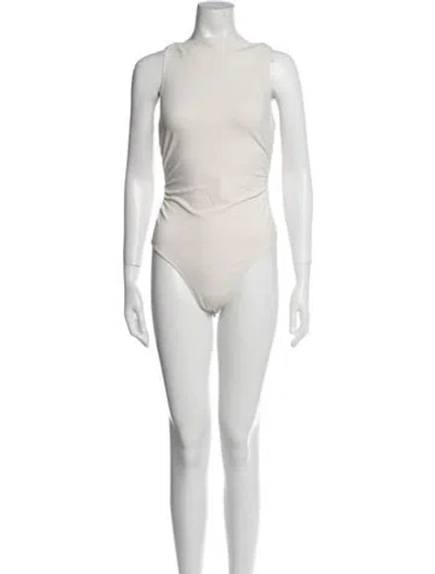 Pre-owned Reformation Bateau Neckline Sleeveless Bodysuit In Neutral