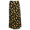 Reformation Bea Lemon-print Midi Skirt In Black Viscose In Black