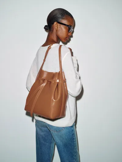 Reformation Beatrice Bucket Tote Brown