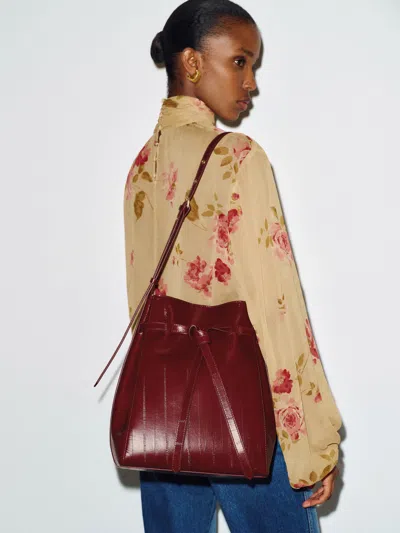 Reformation Beatrice Bucket Tote Red