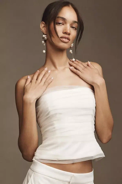 Reformation Beau Strapless Ruched Top In White