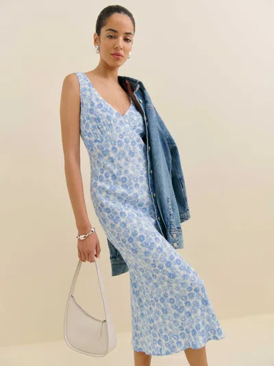 Reformation Beauden Dress In Blue Daisy