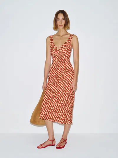 Reformation Beauden Dress Red Xs In Brown