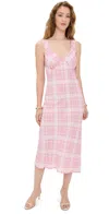 Reformation Womens Beauden Check-print Crepe Midi Dress Rosa Plaid In Purple