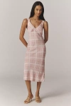 Reformation Womens Beauden Check-print Crepe Midi Dress Rosa Plaid In Purple