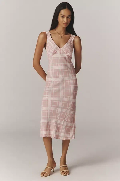 REFORMATION BEAUDEN SLEEVELESS V-NECK CREPE MIDI DRESS
