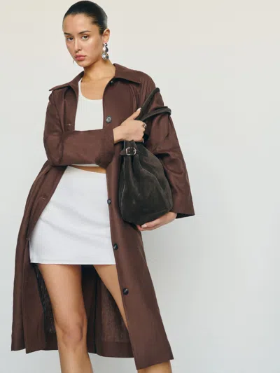 Reformation Beck Linen Trench In Cafe