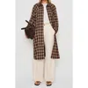 Reformation Beck Plaid Trench Coat In Brown