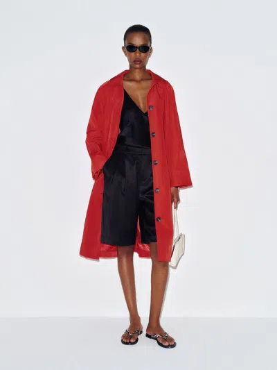 Reformation Beck Trench Coat Red Xxs