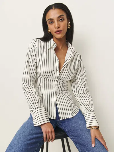 Reformation Becker Shirt In Savoy Stripe