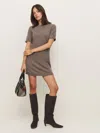 Reformation Bell Cashmere Mini Dress In Cocoa