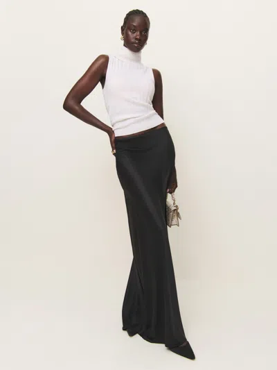 Reformation Bella Satin Skirt In Black