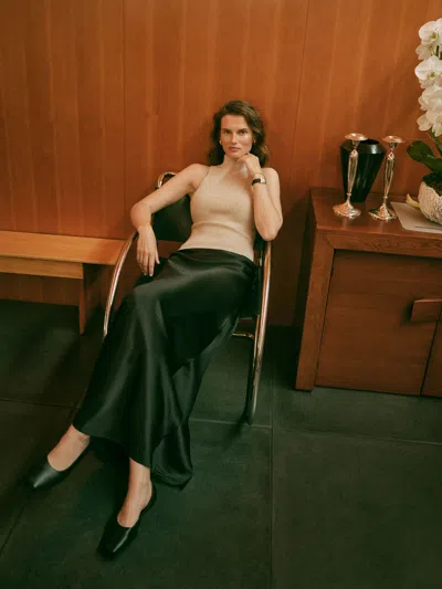 Reformation Bella Silk Skirt In Black