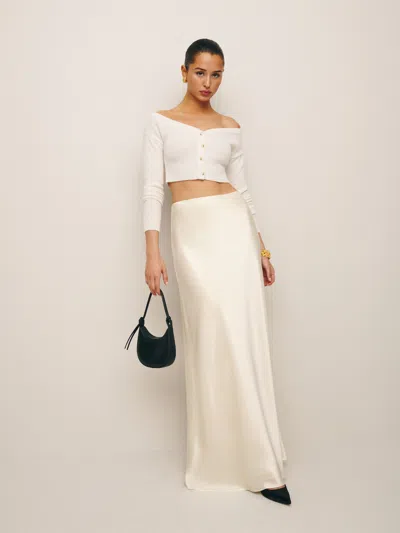 Reformation Bella Silk Skirt In Fior Di Latte