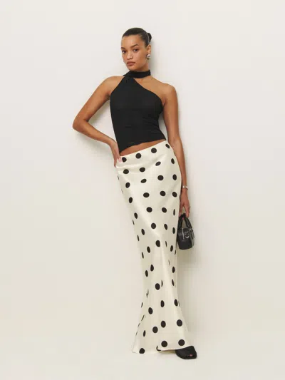 Reformation Bella Silk Skirt In Pluto Dot