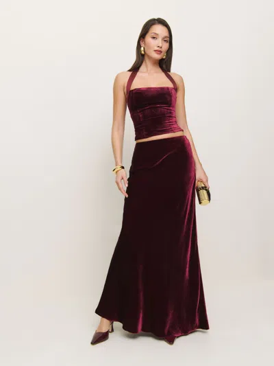 Reformation Bella Velvet Skirt In Chianti
