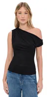 Reformation Womens Black Belle Asymmetric Jersey Top In Black