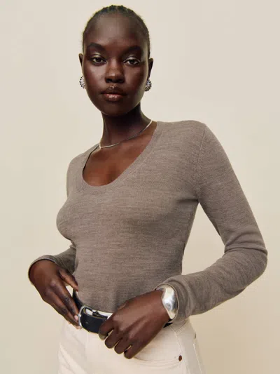 Reformation Benji Regenerative Merino Scoop Neck In Cocoa