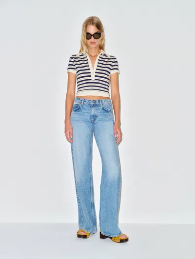 Reformation Bentley Cotton Polo Sweater Ivory Xs In White