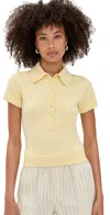 Reformation Bentley Cotton Polo Sweater Pineapple In Yellow