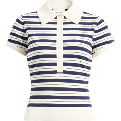 Reformation Bentley Crop Polo Sweater In Blue