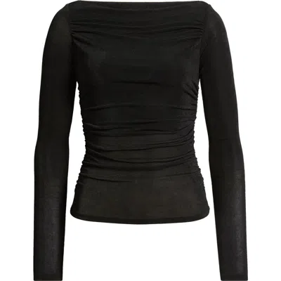 Reformation Berlin Ruched Knit Top In Black