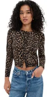 Reformation Bernadette Crew Cardigan Leopard In Animal Print