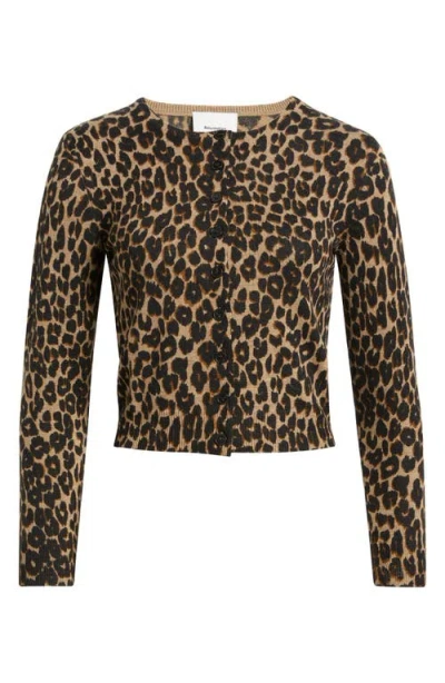 REFORMATION REFORMATION BERNADETTE LEOPARD PRINT MERINO WOOL CARDIGAN