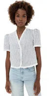 Reformation Bess Linen Top In Antibes Stripe