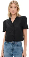 Reformation Bess Linen Top Black In Black