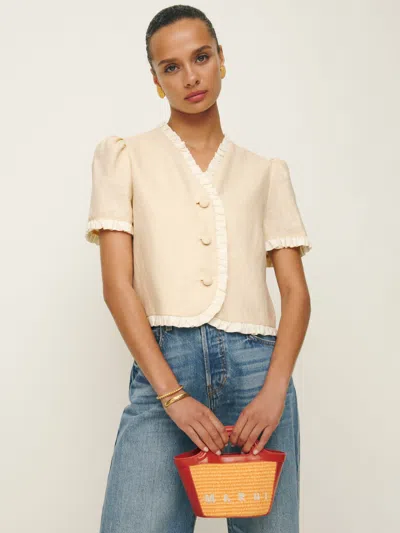 Reformation Bess Linen Top In Sugar