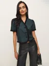 Reformation Bess Top In Dark Slate Check