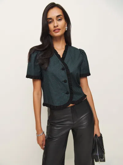 Reformation Bess Top In Dark Slate Check