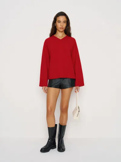 Reformation Beth Regenerative Wool V-neck In Red