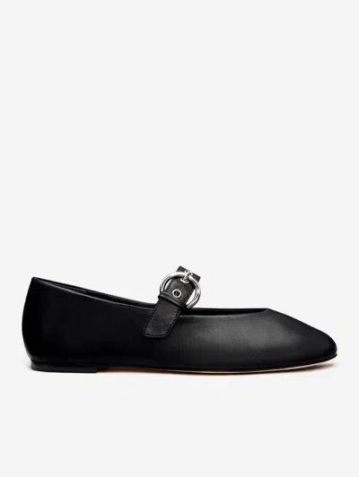Reformation Bethany Adjustable-buckle Ballet Flat In Black
