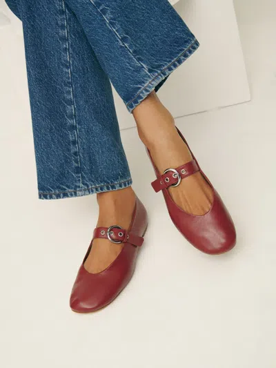 Reformation Bethany Ballet Flat In Brick Red Leather