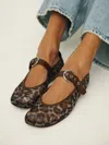 Reformation Bethany Ballet Flat In Leopard Mesh