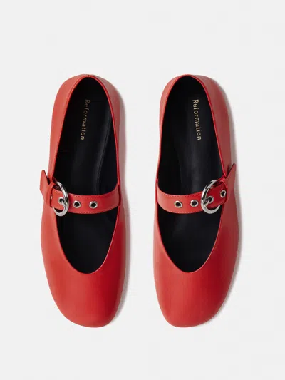 Reformation Bethany Ballet Flat Red 10.5