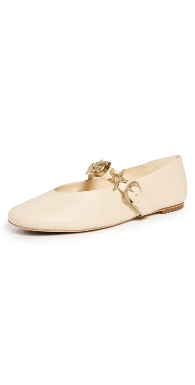 Reformation Bethany Ballet Flats Cream Puff Shells In Brown