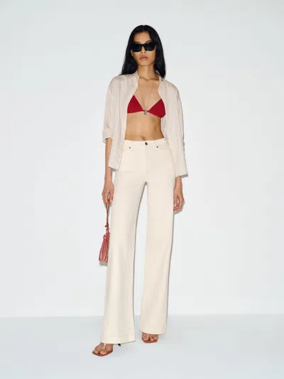 Reformation Bex Super Stretch High Rise Wide Leg Jeans Ivory Cotton 34 In White