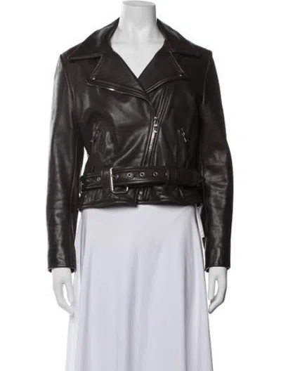Pre-owned Reformation Biker Jacket In Brown