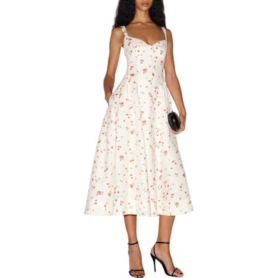 Reformation Birdie Floral Linen Midi Dress In White