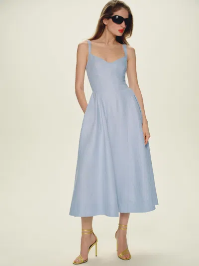 Reformation Birdie Linen Dress Cloud Blue 8