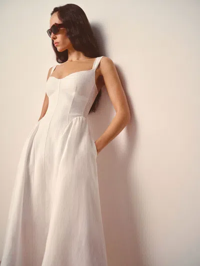 Reformation Birdie Linen Dress Ivory 4 In White