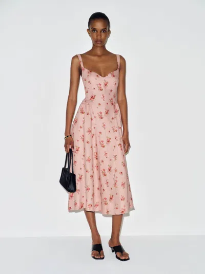 Reformation Birdie Linen Dress Pink 12