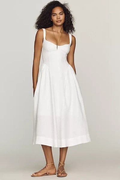 Reformation Birdie Linen Midi Dress In White