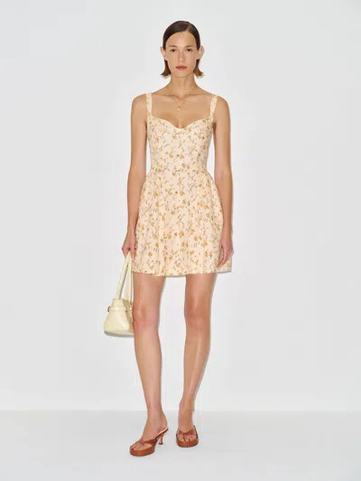Reformation Birdie Linen Mini Dress Natural 8 In Brown