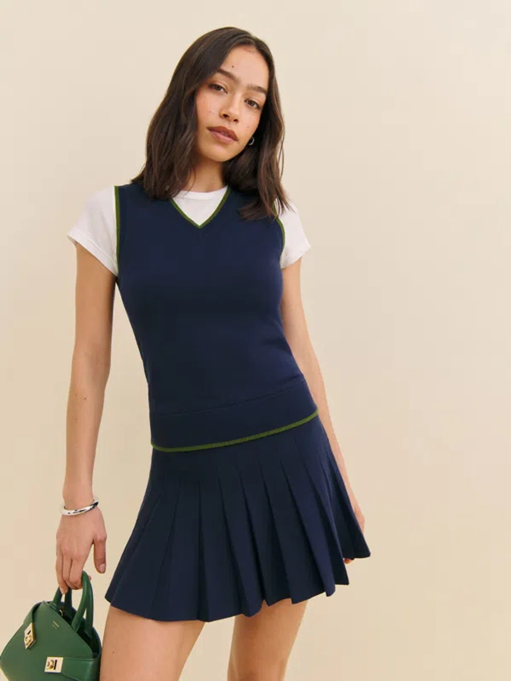 Reformation Blair Cotton Sweater Dress In Navy Grass | ModeSens