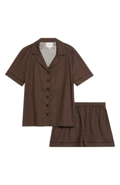 Reformation Blair Stretch Organic Cotton Short Pajamas In Brown