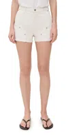 Reformation Blake High Rise 3 Utility Jean Shorts Fior Di Latte In White